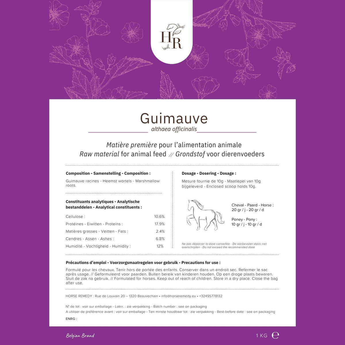 Racine de guimauve séchée pour chevaux